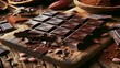 En gros plan, un bonbon de chocolat foncé cassé révèle son cœur de cacao délicieux. Cet aliment, doux et sucré, éveille les papilles avec intensité.