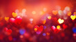 heart shaped bokeh, blurry heart background, romantic, valentine's day, depth of field, heart shaped multicolored lights, haze, rainbow, blurred background, red hearts