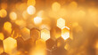 Gold hexagonal background, bokeh, honeycomb, blurred hex background, light with hexagonal shapes, blurry light, blurry background, yellow, honey, golden lights, city lights, haze, depth of field,