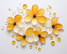 A Futuristic Flower With Bubbles.yellow Flower,flower On A White Background,abstract Floral Background