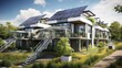 modern eco-friendly multifamily homes with photovoltaic cells