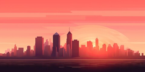 Wall Mural - AI Generated. AI Generative. City urban landscape background. High building tall skyline decorative cityscape. Graphic Art