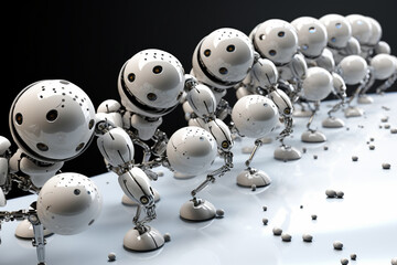 Wall Mural - a robotic swarm working together on a complex task, showcasing teamwork and coordination, love and c