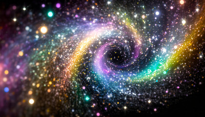 Wall Mural - glittering galaxy spin shimmering rainbow fairy dust generative ai