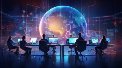 Data exchange, digital technology background, software development, cloud computing. Business Intelligence, global network, Data analysis, techician team computer programming