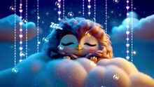 Cute Sleeping Owl With Zzz At Night. Concept Of Sweet Lullaby Theme.