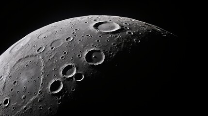 Wall Mural - picture of Moon crescent at 2th day of lunation smooth surface with craters and maria visible against a black background 