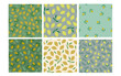 Vector set of seamless patterns with lemons, kitchen food pattern in green and beige colors. Juicy pattern. Vector illustration