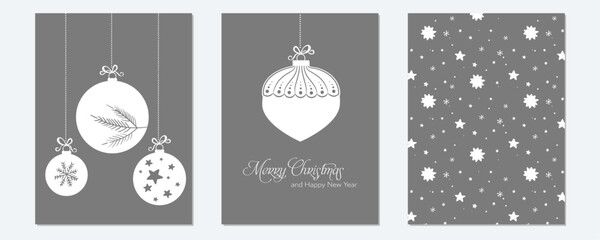 Wall Mural - Merry Christmas modern card set elements greeting text lettering blue red green  background vector.