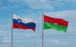 Burkina Faso and Slovenia flags, country relationship concept