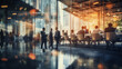 © Milan - Blurry photo of a big modern corporate office with business people