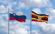 Uganda and Slovenia flags, country relationship concept
