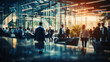 © Milan - Blurry photo of a big modern corporate office with business people