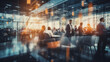© Milan - Blurry photo of a big modern corporate office with business people
