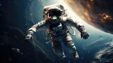 Space man astronaut flying in galaxy space wallpaper background