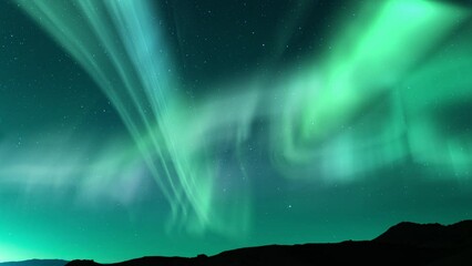milky way aurora enchanted nightfall above mountains loop