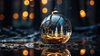 Empty transparent christmas ball. Christmas snow globe. Generative AI