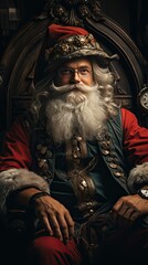 Wall Mural - Santa claus red hat on Christmas background. Cool Christmas concept. Generative AI