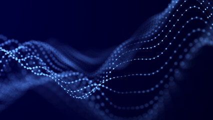 Fototapete - Abstract neon wave background in purple and blue tones. Visualization of computer virtual reality.3D rendering.