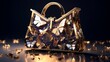 Women's golden handbag designer butterfly leather luxury photography image AI generated art