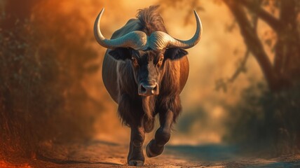 domestic buffalo animal cape domestic safari illustration image AI generated art