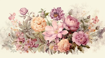  A beautiful bouquet of pink roses, flowers on a dark background, soft and romantic vintage filter, looking like an old painting. 3D rendering