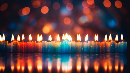 Wall Mural - burning candles on blurred background