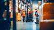 © Concept Photo Studio - Entrepôt de stockage, rayonnage, cartons et employés en action