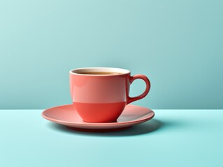 generatieve ai cup of coffee in the morning clean image with soft color background