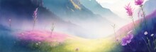 Beautiful Spring Meadow. AI Generated Illustration