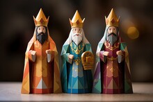 Three Wise Men 3d Figure Printed. Reyes Magos. Caspar, Melchior And Balthazar. Generative AI.