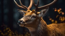Cute Deer Singh Animal Barasingha Hiran Antler Illustration Picture AI Generated Art