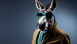 © Imagecreator - Brillenmode lustige Tiere mit Sonnenbrille Chef Charakter chefposition Vorgesetzter Essen Portrait mit Sonnenbrille und Anzug  Vorstellungsgespräch Bewerbung Generative AI