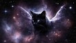 Cat in space and nebula. Gas cloud. Cosmic art. Galactic art. 4K - 8K - 12K TV. Generative AI.