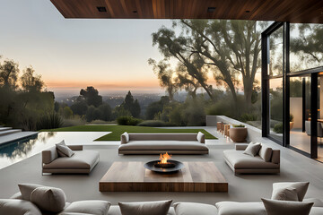 A high hill luxury residence located in Brentwood, Los angeles. Stylish gentle calming outdoor view