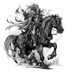 Naklejka na meble Monster apocalypse his horse darkness with illustration picture AI generated art
