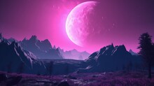 Purple Eclipse Alien Planet Halftone Surreal Photography Image AI Generated Art