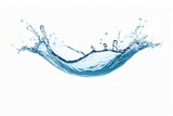 Fototapeta Łazienka - blue water splash isolated on white background, blue water splash wave, water drops and crown from splash of water. Generative AI