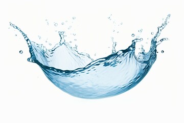 blue water splash isolated on white background, blue water splash wave, water drops and crown from splash of water. Generative AI