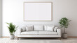 © 대연 김 - Mock-up picture frame on the sofa in a living room with white interior