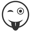 © udin - Vector illustration of teasing with the tongue emoticons. icon in dark color for website design .Simple design on transparent background (PNG).