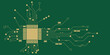 © Supa - Abstract image, close-up view of circuit board illustration technology high end  computer technology circuit board. Golden lines on a green background .