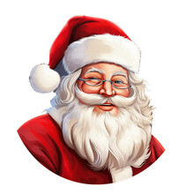 Santa Claus Face In Cartoon Funny Style Sticker.