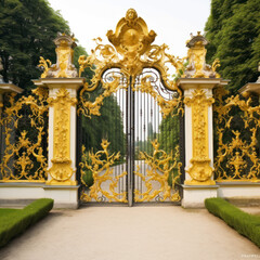 Wall Mural - An_image_of_an_ornate_golden_lattice_gate