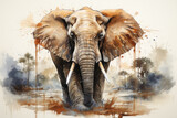 Fototapeta Dziecięca - Elephant in watercolor style. Created with Generative AI