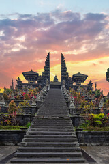 The Besakih Temple on Mount Agung Volcano. The holiest and most important temple also called the mother temple in the Hindu faith in Bali. A great historical building with a lot of history.