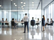 © AI - Blurred business people meeting in modern office building conference room, Generative AI