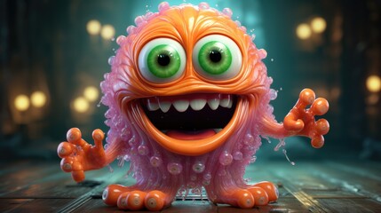 a cartoon character design of a friendly alien. AI Generative