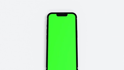 Wall Mural - Smartphone drop on white background and show empty green screen, template for promote application or website, 3D rendering. 4K