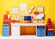 A high-key image of a clerk's desk, with vibrant pops of primary colors, creating a cheerful and